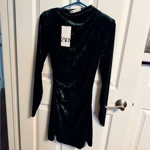 Zara Green Velvet Dress - NEW WITH TAGS